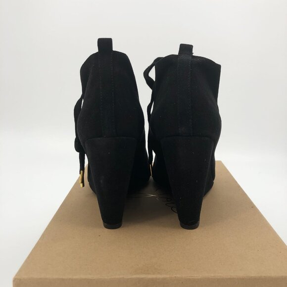 Joie Black & Gold Lace-Up Heeled Boots | Versatile for All Seasons - Picture 3 of 5